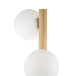 Lampade Da Terra-Selezionato da Mazzolaluce Piantana di legno stile scandinavo con sfere vetro bianco
