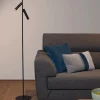 Lampade Da Terra-Selezionato da Mazzolaluce Piantana due luci nera orientabili da lettura led 3000k dimmerabile