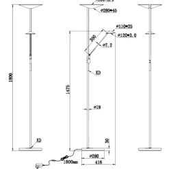 Lampade Da Terra-Selezionato da Mazzolaluce Piantana grigio nickel per ufficio 2 luci led 2700k-3200k-4000k