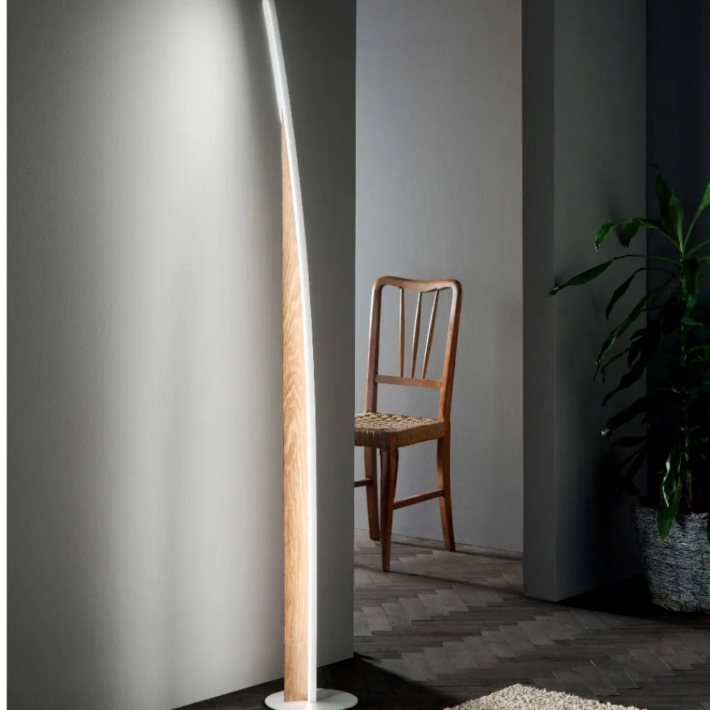 Lampade Da Terra-Fabas Luce Piantana in legno design moderna led 35w 3000k cordoba