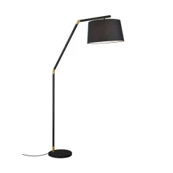 Lampade Da Terra-Selezionato da Mazzolaluce Piantana lampada ad arco da terra nera oro paralume tessuto