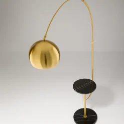 Lampade Da Terra-Perenz Illuminazione Piantana lampada ad arco oro tavolino marmo nero tableau perenz