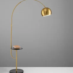 Lampade Da Terra-Perenz Illuminazione Piantana lampada ad arco oro tavolino marmo nero tableau perenz