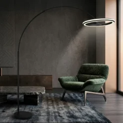 Lampade Da Terra-Selezionato da Mazzolaluce Piantana lampada da terra arco nera led dimmerabile 2300k 3000k 4000k