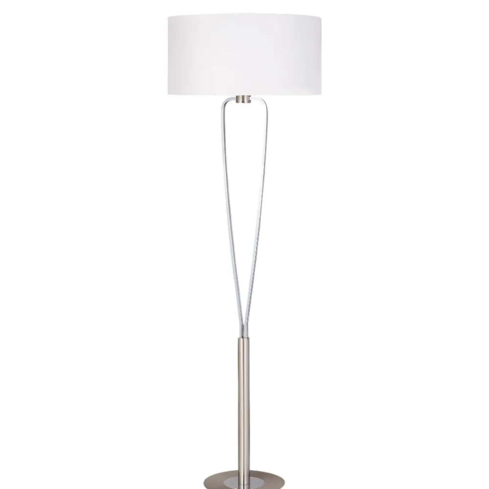 Lampade Da Terra-Selezionato da Mazzolaluce Piantana lampada da terra moderna nichel paralume bianco