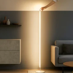 Lampade Da Terra-Perenz Illuminazione Piantana lampada da terra perenz ray led moderna tubolare bianco panna