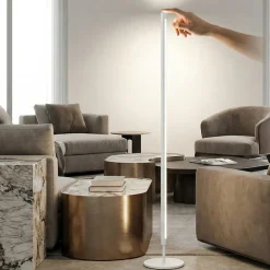 Lampade Da Terra-Perenz Illuminazione Piantana lampada da terra perenz ray led moderna tubolare bianco panna