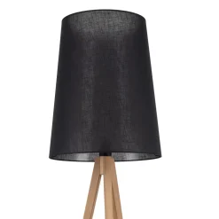 Lampade Da Terra-Selezionato da Mazzolaluce Piantana lampada scandinava tre piedi di legno paralume allungato nero