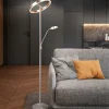 Lampade Da Terra-Selezionato da Mazzolaluce Piantana led 2700k-3200k-4000k nickel moderna doppia luce per ufficio