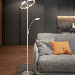 Lampade Da Terra-Selezionato da Mazzolaluce Piantana led 2700k-3200k-4000k nickel moderna doppia luce per ufficio