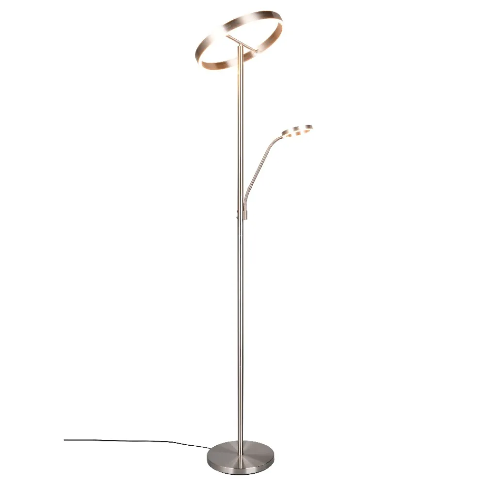 Lampade Da Terra-Selezionato da Mazzolaluce Piantana led 2700k-3200k-4000k nickel moderna doppia luce per ufficio