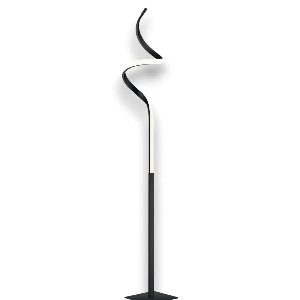 Lampade Da Terra-Selezionato da Mazzolaluce Piantana led 11w 3000k ricciolo nero design moderna