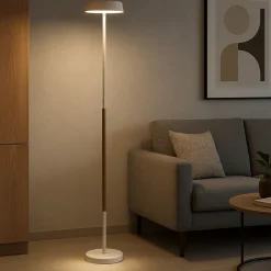 Lampade Da Terra-Selezionato da Mazzolaluce Piantana led 30w 3000k touch switch bianca legno moderna