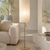 Lampade Da Terra-Selezionato da Mazzolaluce Piantana marrone con paralume cilindro lungo lino scuro
