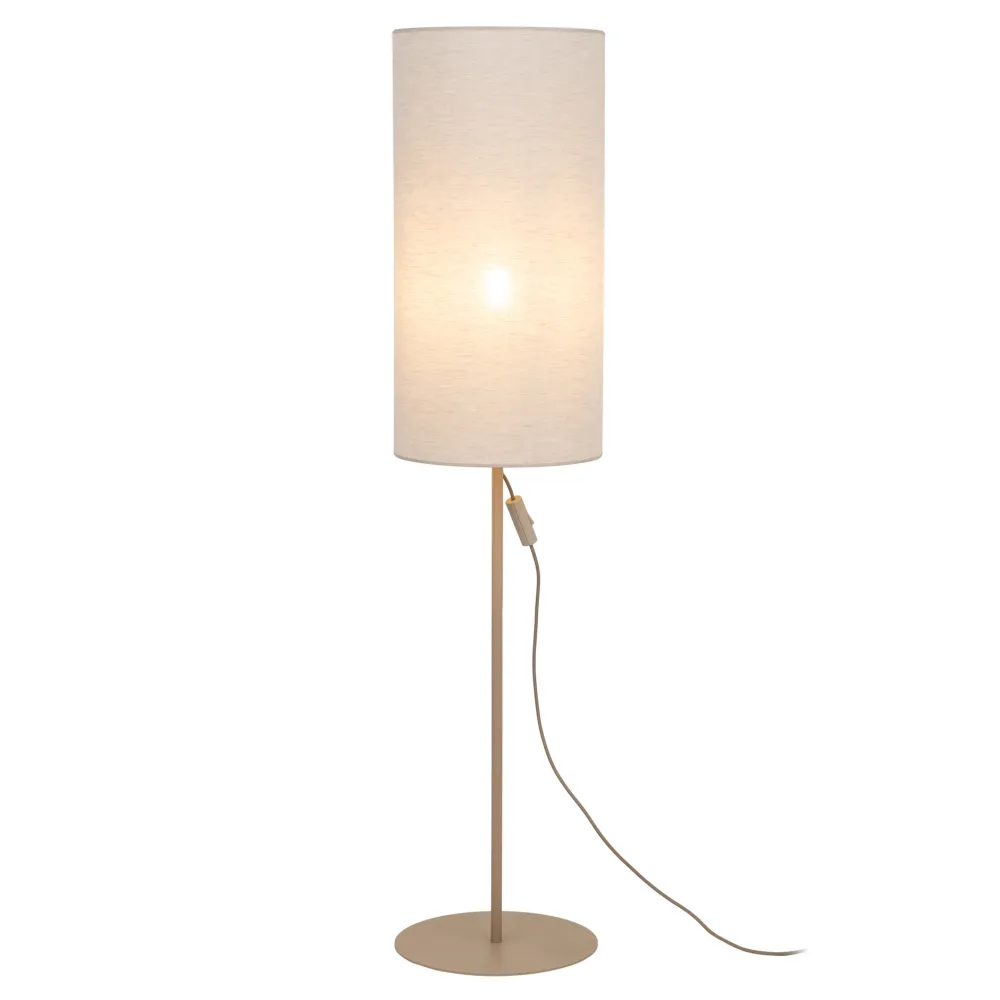 Lampade Da Terra-Selezionato da Mazzolaluce Piantana marrone con paralume cilindro lungo lino scuro