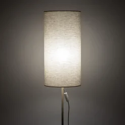Lampade Da Terra-Selezionato da Mazzolaluce Piantana marrone con paralume cilindro lungo lino scuro