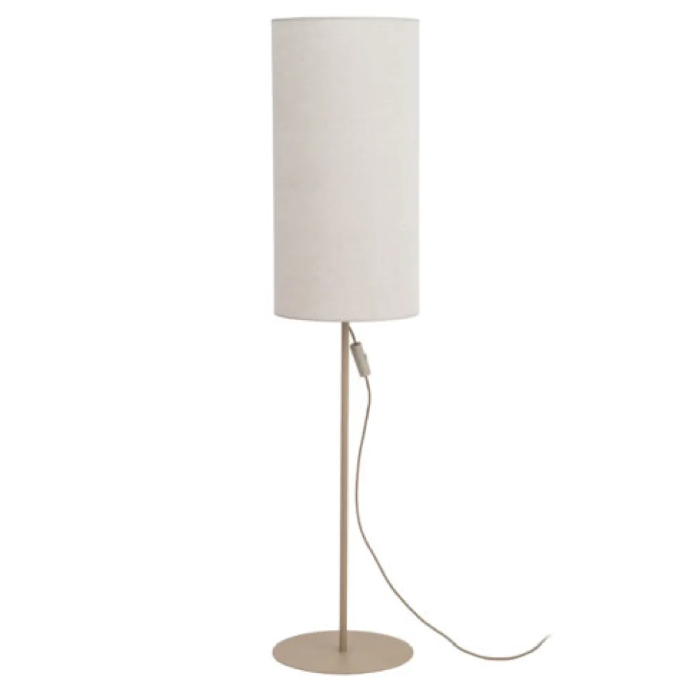 Lampade Da Terra-Selezionato da Mazzolaluce Piantana marrone con paralume cilindro lungo lino scuro