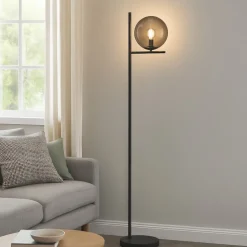 Lampade Da Terra-Selezionato da Mazzolaluce Piantana moderna antracite portalampada in vetro fume'