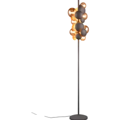 Lampade Da Terra-Selezionato da Mazzolaluce Piantana moderna antracite per soggiorno sfere vetro ambra