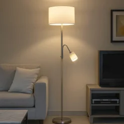 Lampade Da Terra-Selezionato da Mazzolaluce Piantana moderna colore argento orientabile due luci h170 cm