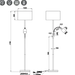 Lampade Da Terra-Selezionato da Mazzolaluce Piantana moderna colore argento orientabile due luci h170 cm