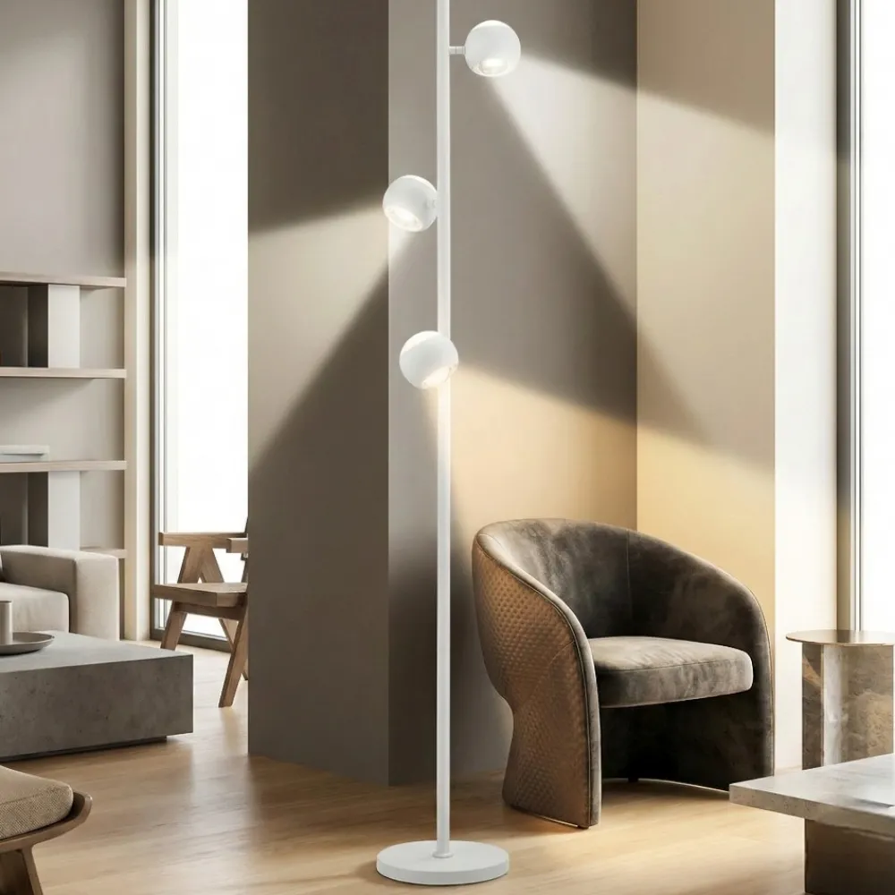 Lampade Da Terra-Selezionato da Mazzolaluce Piantana moderna 3 diffusori biemissione sfere orientabili led da 2700k a 6500k