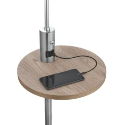Lampade Da Terra-Selezionato da Mazzolaluce Piantana moderna grigio nickel con tavolino presa usb ricarica