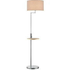 Lampade Da Terra-Selezionato da Mazzolaluce Piantana moderna grigio nickel con tavolino presa usb ricarica