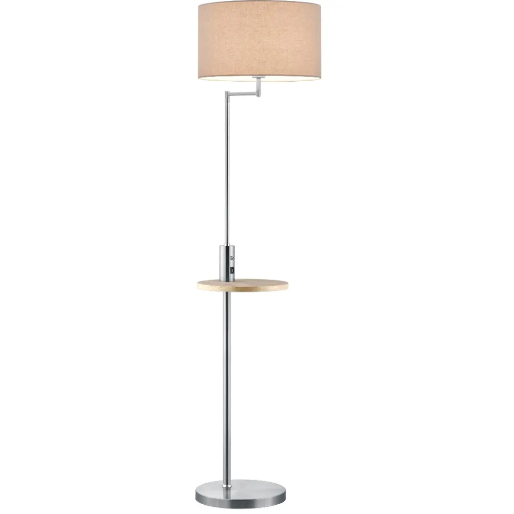 Lampade Da Terra-Selezionato da Mazzolaluce Piantana moderna grigio nickel con tavolino presa usb ricarica