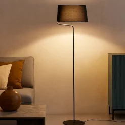 Lampade Da Terra-Selezionato da Mazzolaluce Piantana moderna nera paralume di tessuto