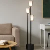 Lampade Da Terra-Selezionato da Mazzolaluce Piantana moderna nera tre luci vetro fume per soggiorno