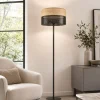 Lampade Da Terra-Selezionato da Mazzolaluce Piantana moderna paralume in metallo nero quercia