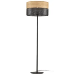 Lampade Da Terra-Selezionato da Mazzolaluce Piantana moderna paralume in metallo nero quercia