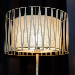 Lampade Da Terra-Selezionato da Mazzolaluce Piantana moderna paralume in tessuto intrecciato sabbia design