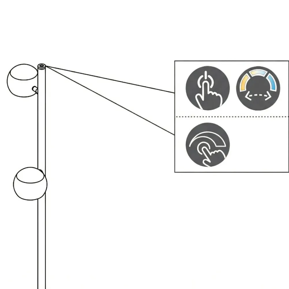 Lampade Da Terra-Selezionato da Mazzolaluce Piantana moderna 3 sfere multicolor biemissione led da 2300k a 4000k