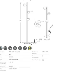 Lampade Da Terra-Selezionato da Mazzolaluce Piantana moderna tre luci orientabili nera e caffe led 24w cct dimmerabile
