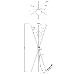 Lampade Da Terra-Selezionato da Mazzolaluce Piantana moderna tre luci portalampada sferico multicolore