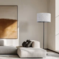 Lampade Da Terra-Selezionato da Mazzolaluce Piantana nera con paralume cilindro sale e pepe