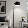 Lampade Da Terra-Selezionato da Mazzolaluce Piantana nera con paralume in tessuto moderna