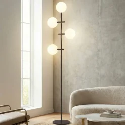Lampade Da Terra-Selezionato da Mazzolaluce Piantana nera con sfere di vetro moderna per soggiorno