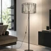 Lampade Da Terra-Selezionato da Mazzolaluce Piantana nera design moderna paralume cilindro tessuto nero intrecciato