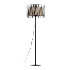 Lampade Da Terra-Selezionato da Mazzolaluce Piantana nera design moderna paralume cilindro tessuto nero intrecciato