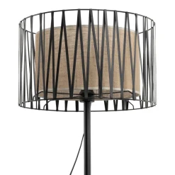 Lampade Da Terra-Selezionato da Mazzolaluce Piantana nera design moderna paralume cilindro tessuto nero intrecciato