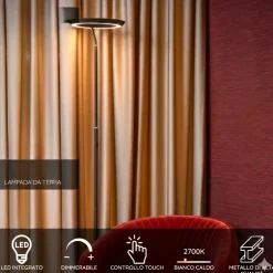 Lampade Da Terra-Selezionato da Mazzolaluce Piantana nera design moderna led 21w 2700k dimmerabile