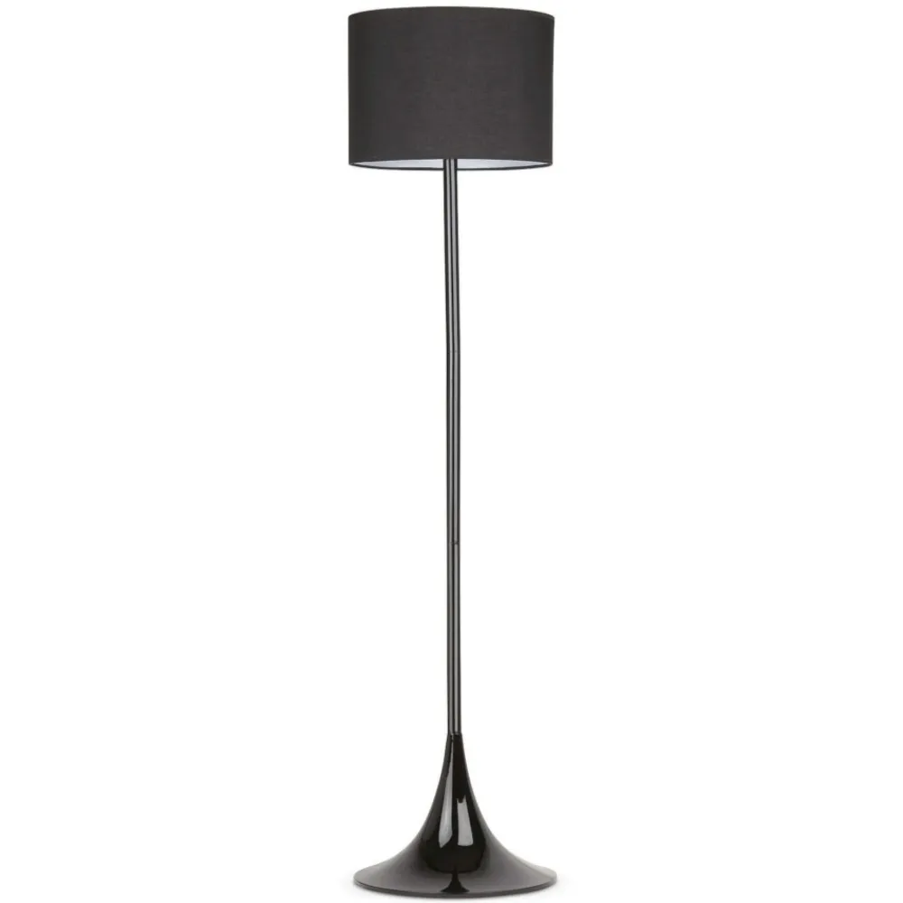 Lampade Da Terra-Selezionato da Mazzolaluce Piantana nera design moderna paralume in tessuto