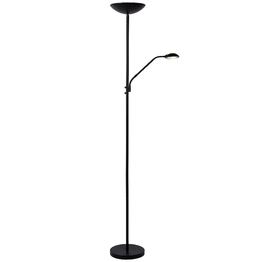 Lampade Da Terra-Selezionato da Mazzolaluce Piantana nera doppia luce da lettura orientabile led 20w 3000k