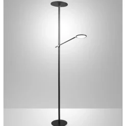 Lampade Da Terra-Fabas Luce Piantana nera doppia luce led da lettura 3000k orientabile fabas regina