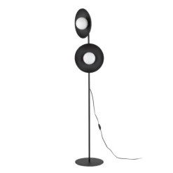 Lampade Da Terra-Selezionato da Mazzolaluce Piantana nera 2 luci design moderna sfere di vetro bianco