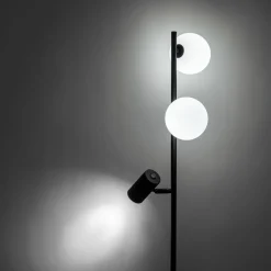 Lampade Da Terra-Selezionato da Mazzolaluce Piantana nera moderna sfere vetro di vetro con faretti orientabili