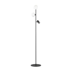 Lampade Da Terra-Selezionato da Mazzolaluce Piantana nera moderna sfere vetro di vetro con faretti orientabili